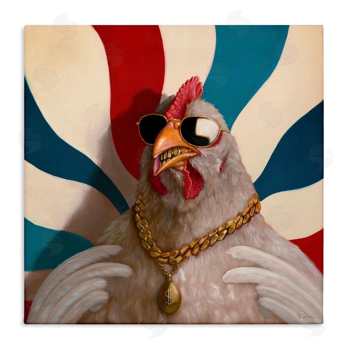 Lucia Heffernan Chicken with Urban Chains Canvas Wall Art Print