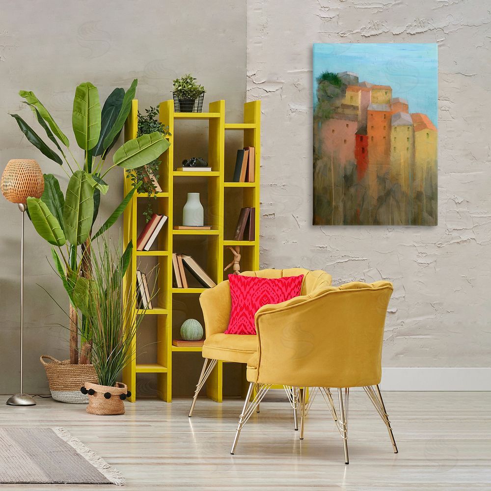 Stephen Mitchell Tall Seaside Architecture Canvas Wall Art Print in Room