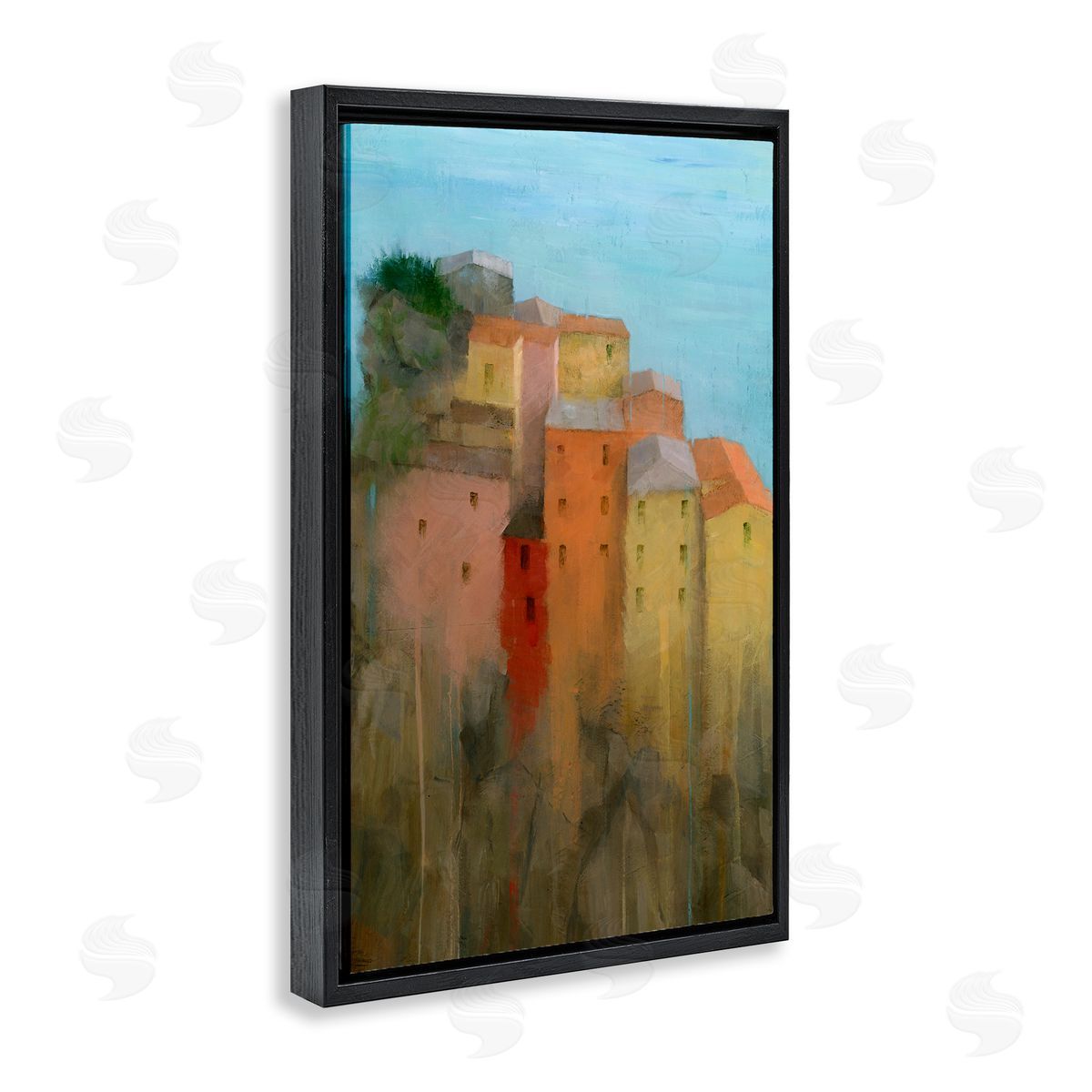 Stephen Mitchell Tall Seaside Architecture Black Floating Frame Canvas Wall Art Print