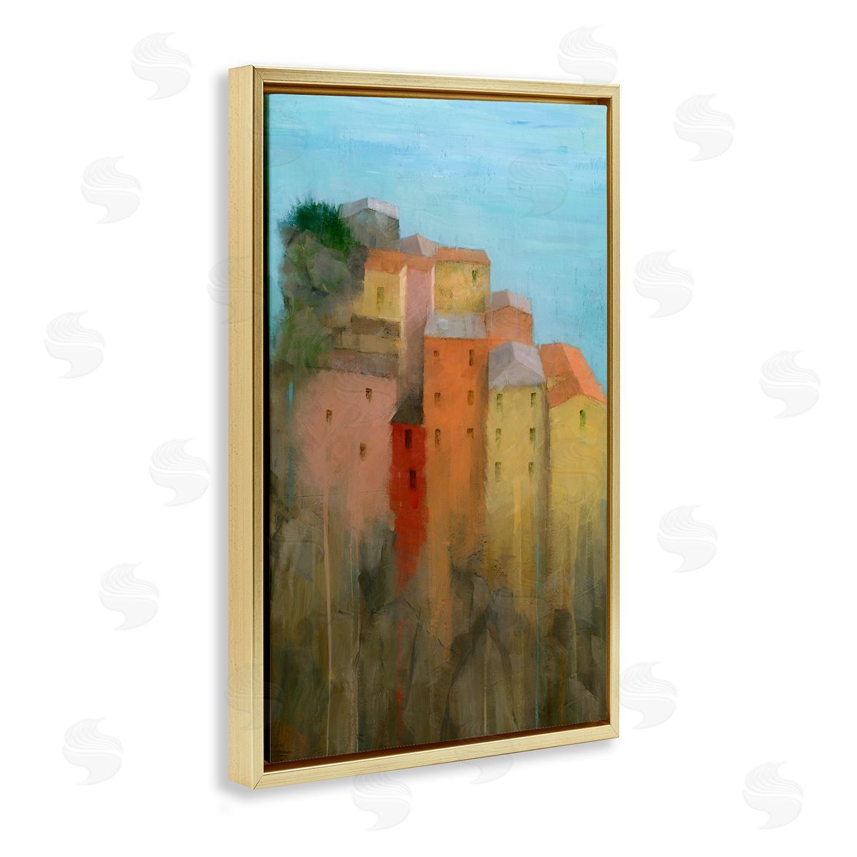 Stephen Mitchell Tall Seaside Architecture Gold Floating Frame Canvas Wall Art Print