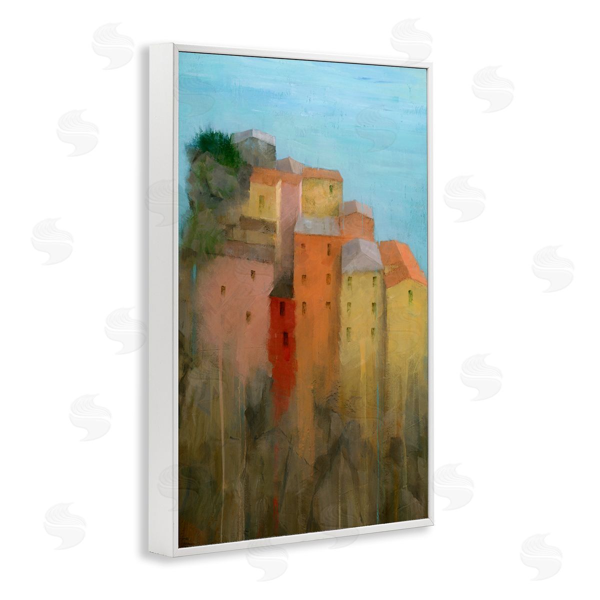 Stephen Mitchell Tall Seaside Architecture White Framed Giclee Wall Art Print
