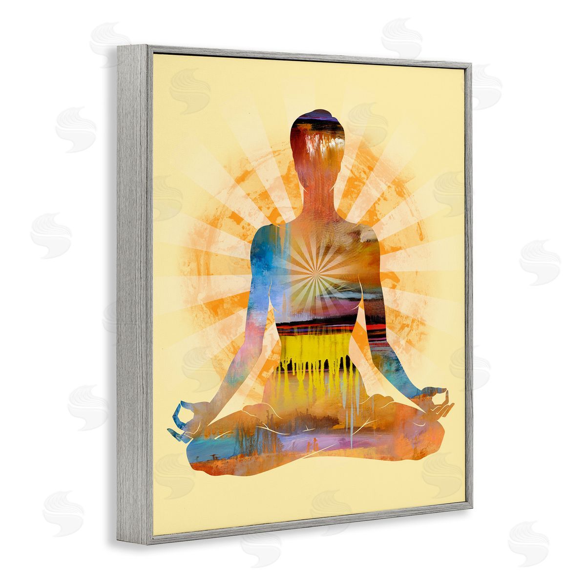 Tim Parker Mindful Meditation Pose Gray Framed Giclee Wall Art Print
