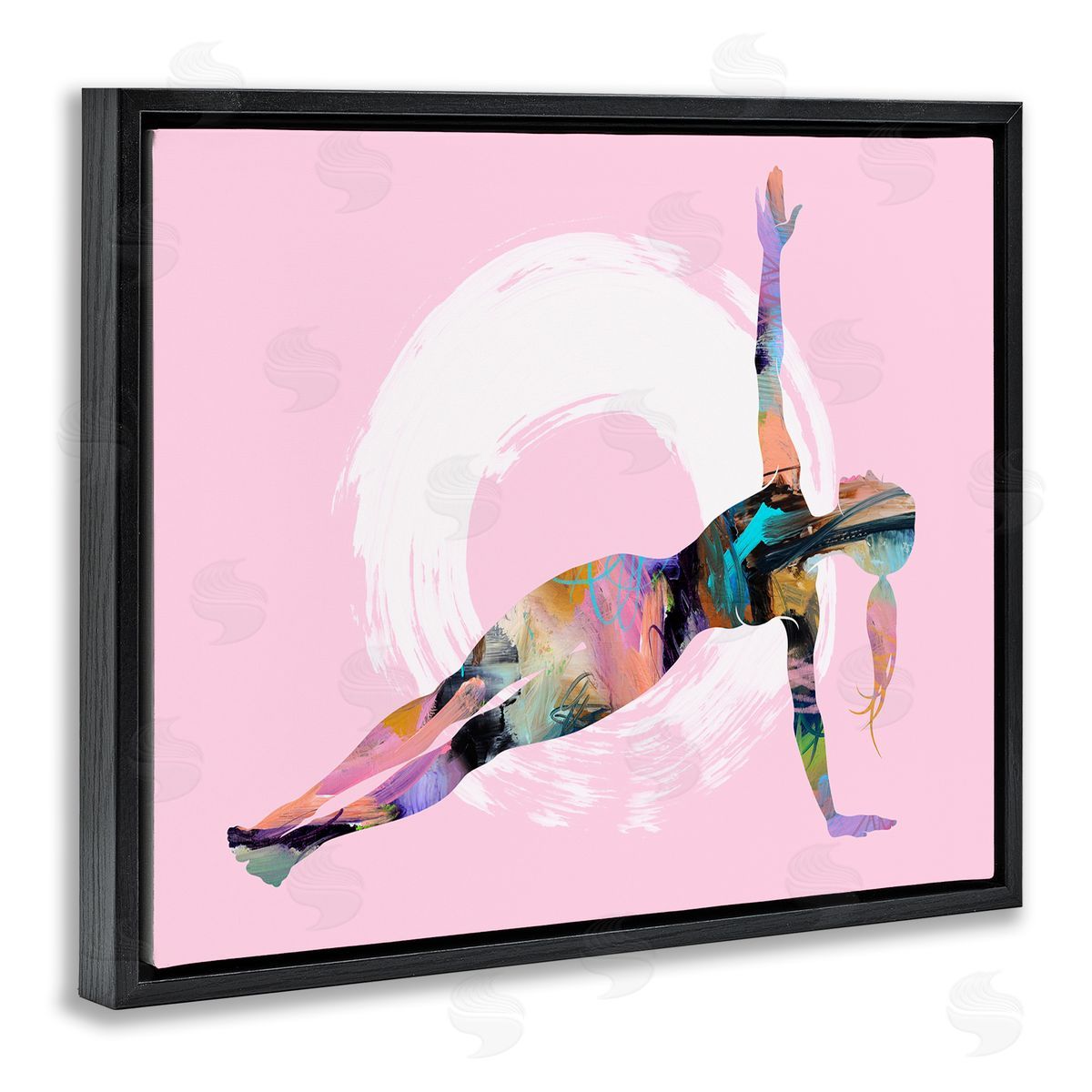 Tim Parker Abstract Yoga Exercise Black Floating Frame Canvas Wall Art Print