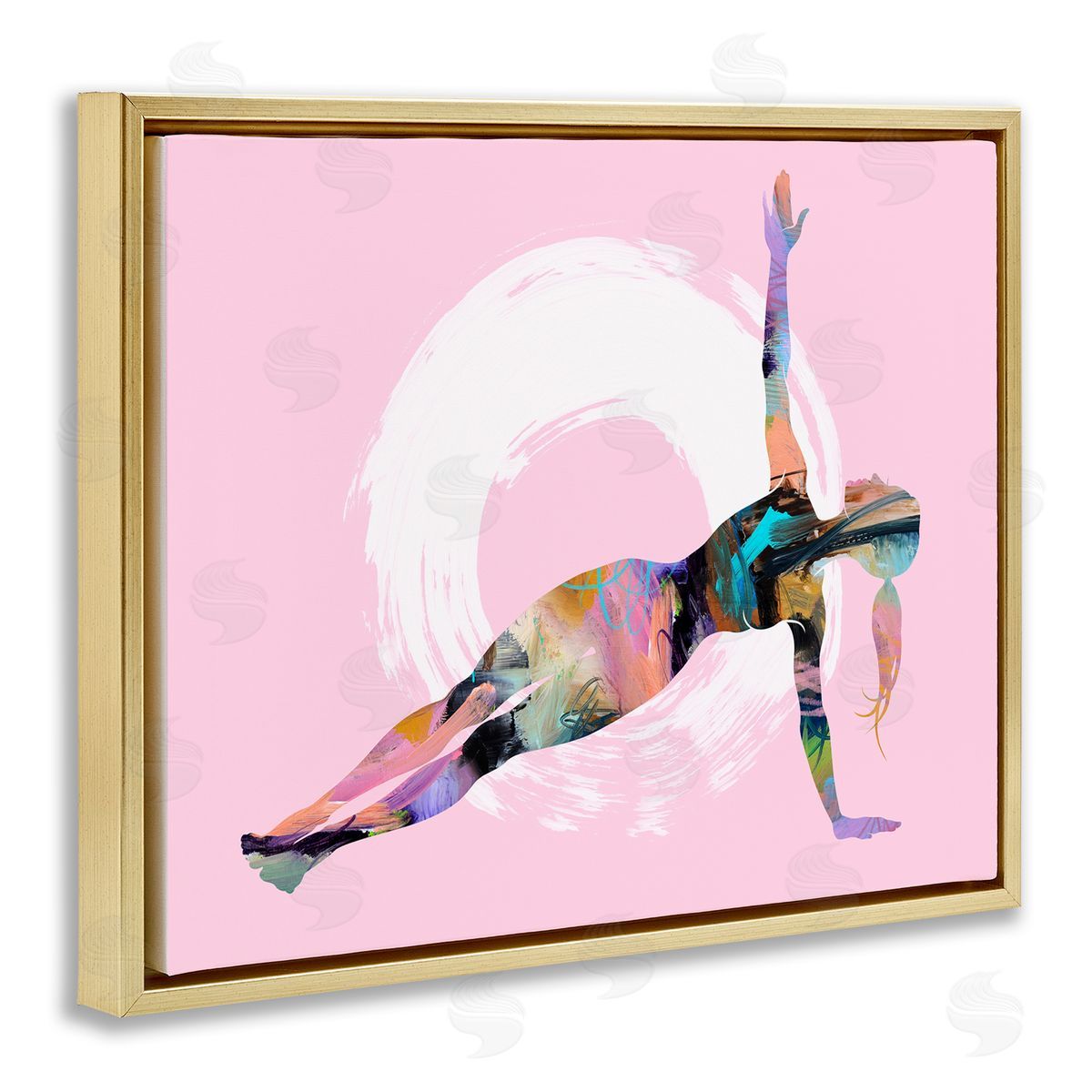 Tim Parker Abstract Yoga Exercise Gold Floating Frame Canvas Wall Art Print