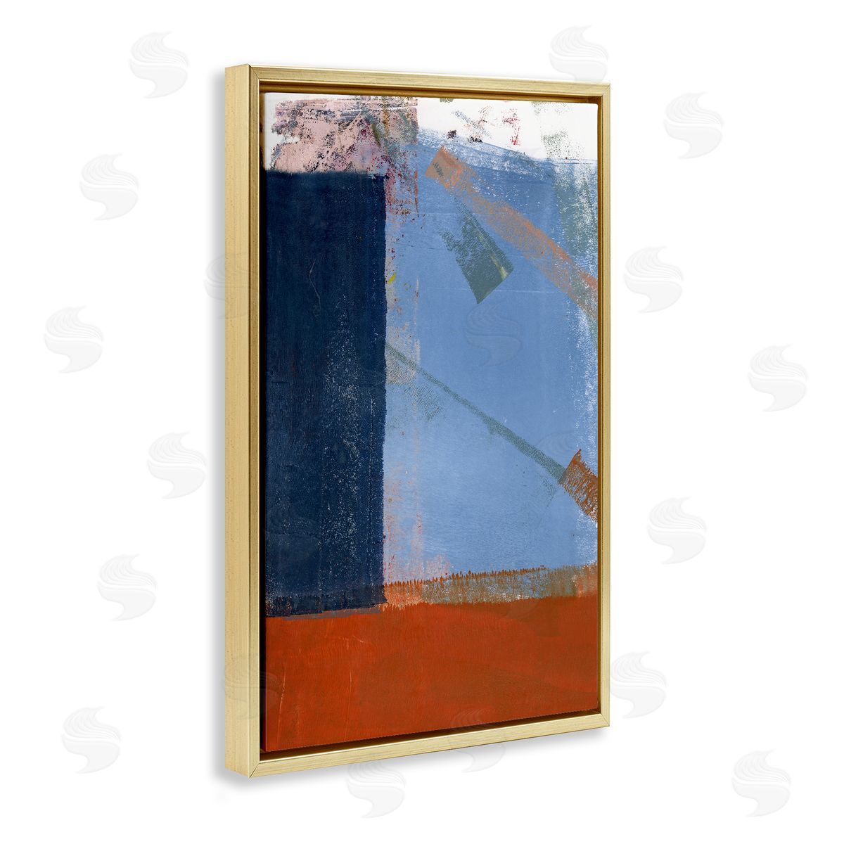 Donna Weathers Structured Shapes Abstract Gold Floating Frame Canvas Wall Art Print