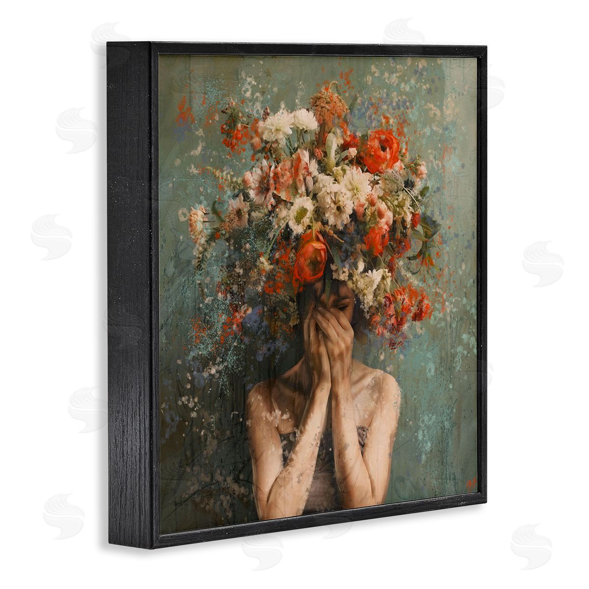 Marta Wiley Floral Figure Portrait Black Framed Giclee Wall Art Print