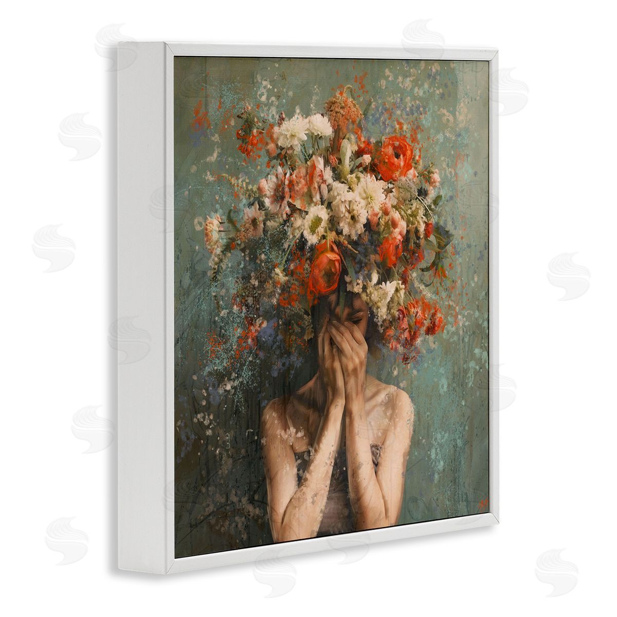Marta Wiley Floral Figure Portrait White Framed Giclee Wall Art Print