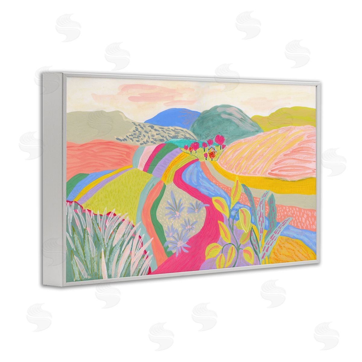Suzanne Allard Whimsical Hued Farmland White Framed Giclee Wall Art Print