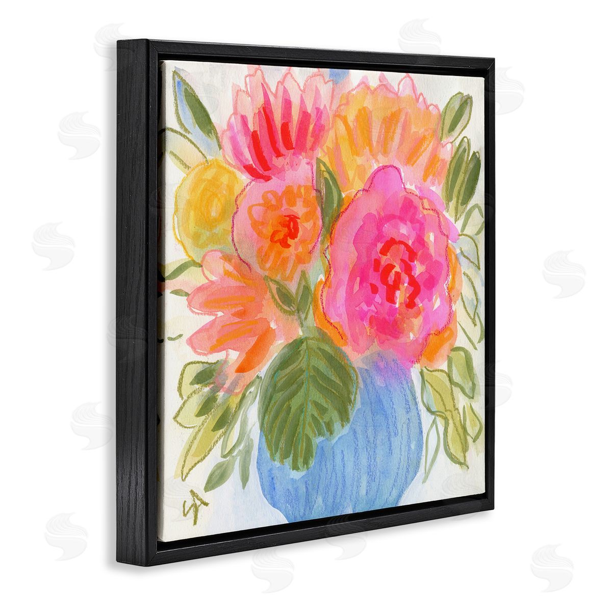 Suzanne Allard Full Blossoms Bouquet Black Floating Frame Canvas Wall Art Print