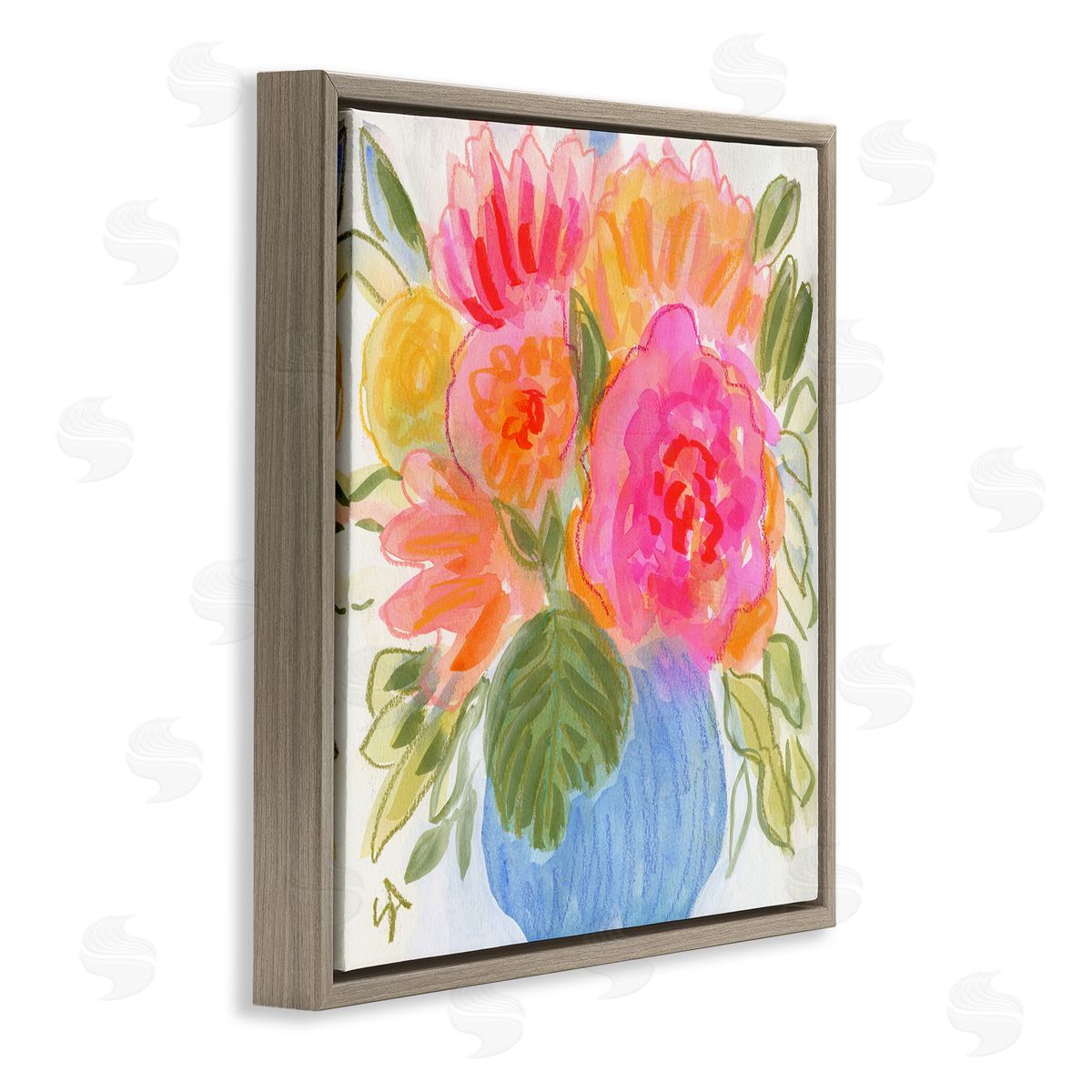 Suzanne Allard Full Blossoms Bouquet Brown Floating Frame Canvas Wall Art Print