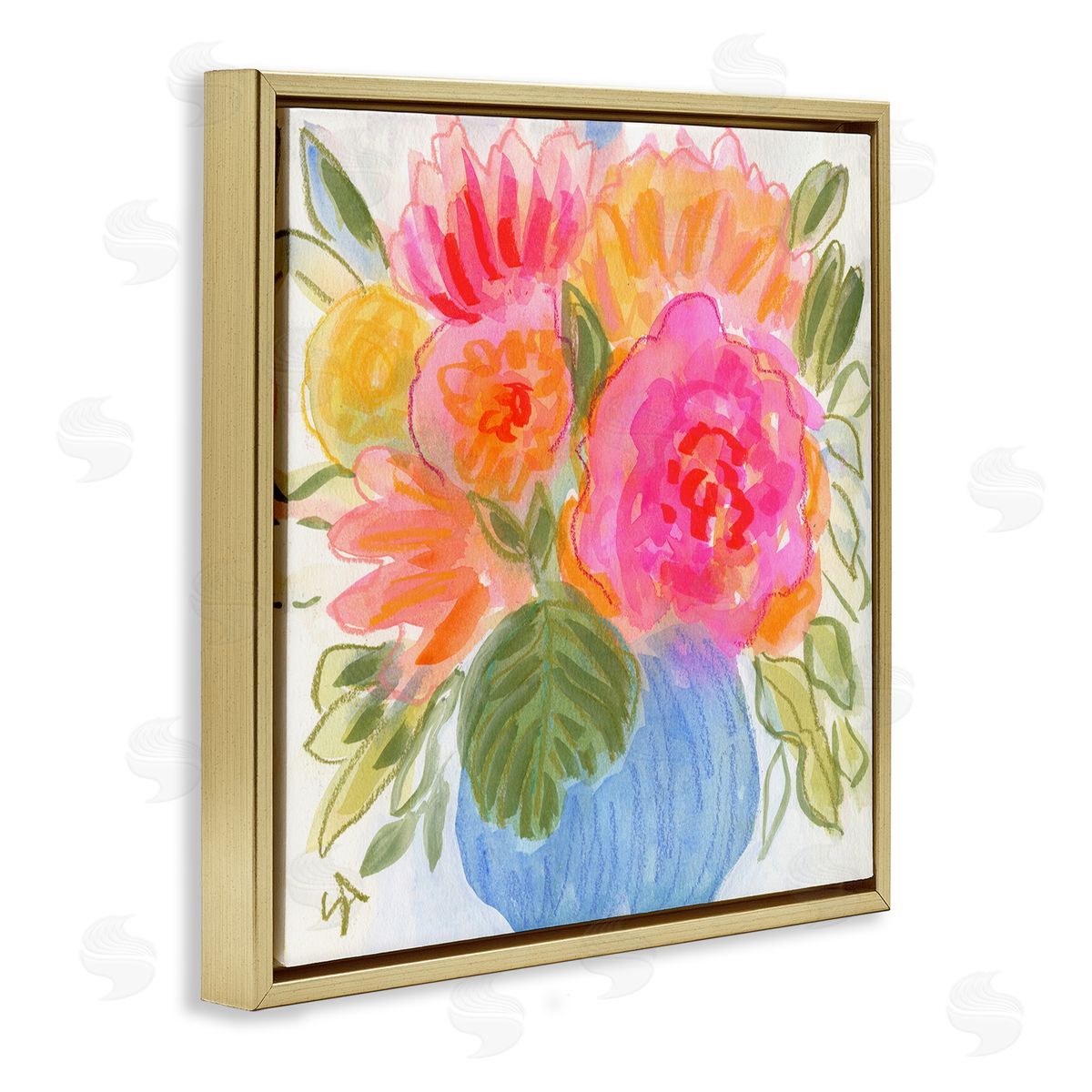 Suzanne Allard Full Blossoms Bouquet Gold Floating Frame Canvas Wall Art Print