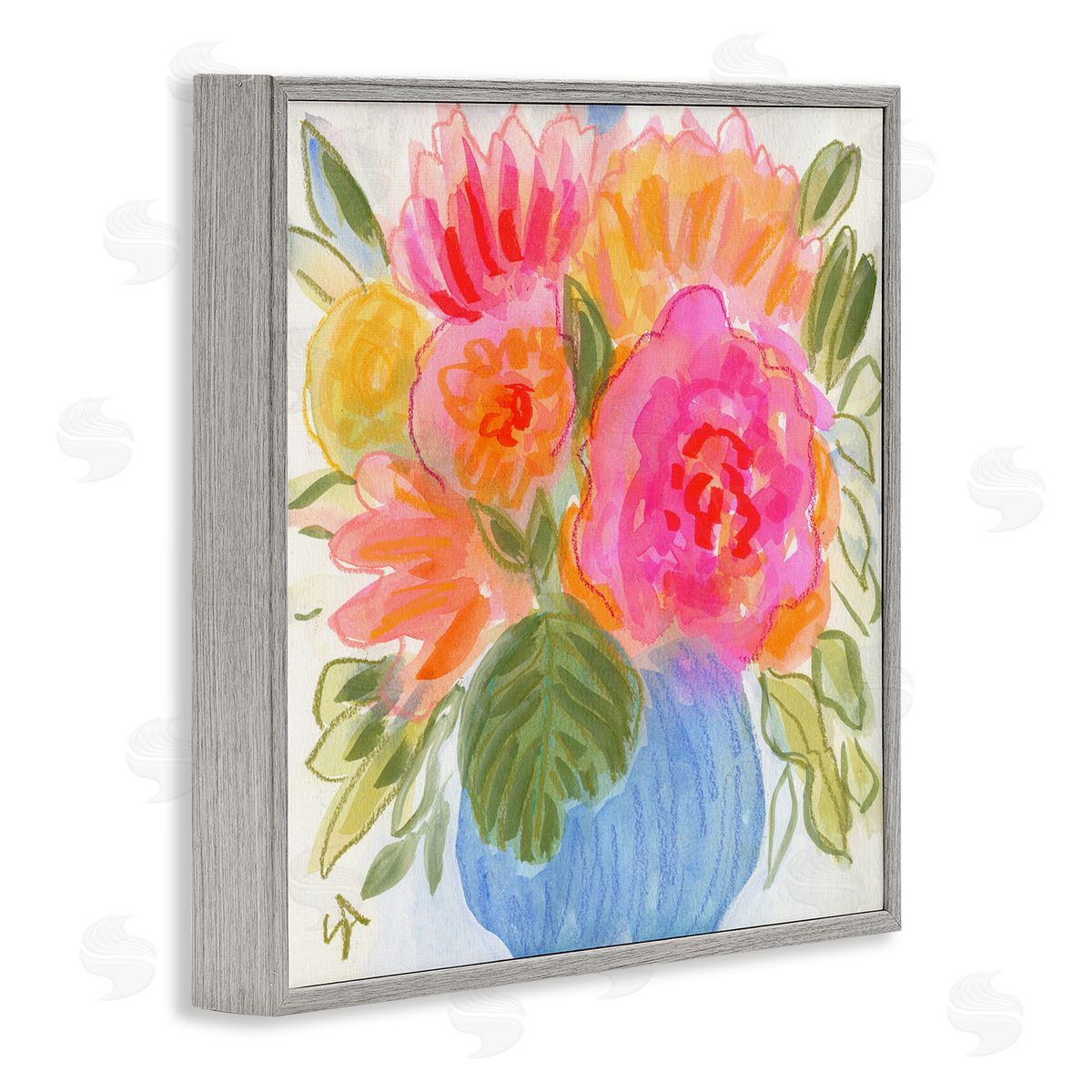 Suzanne Allard Full Blossoms Bouquet Gray Framed Giclee Wall Art Print