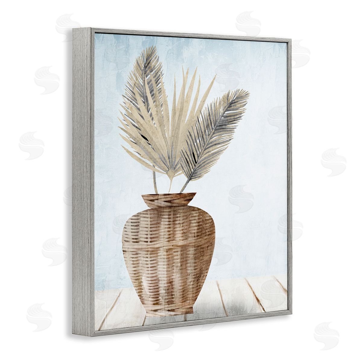 Kim Allen Fan Plant Leaves Gray Framed Giclee Wall Art Print