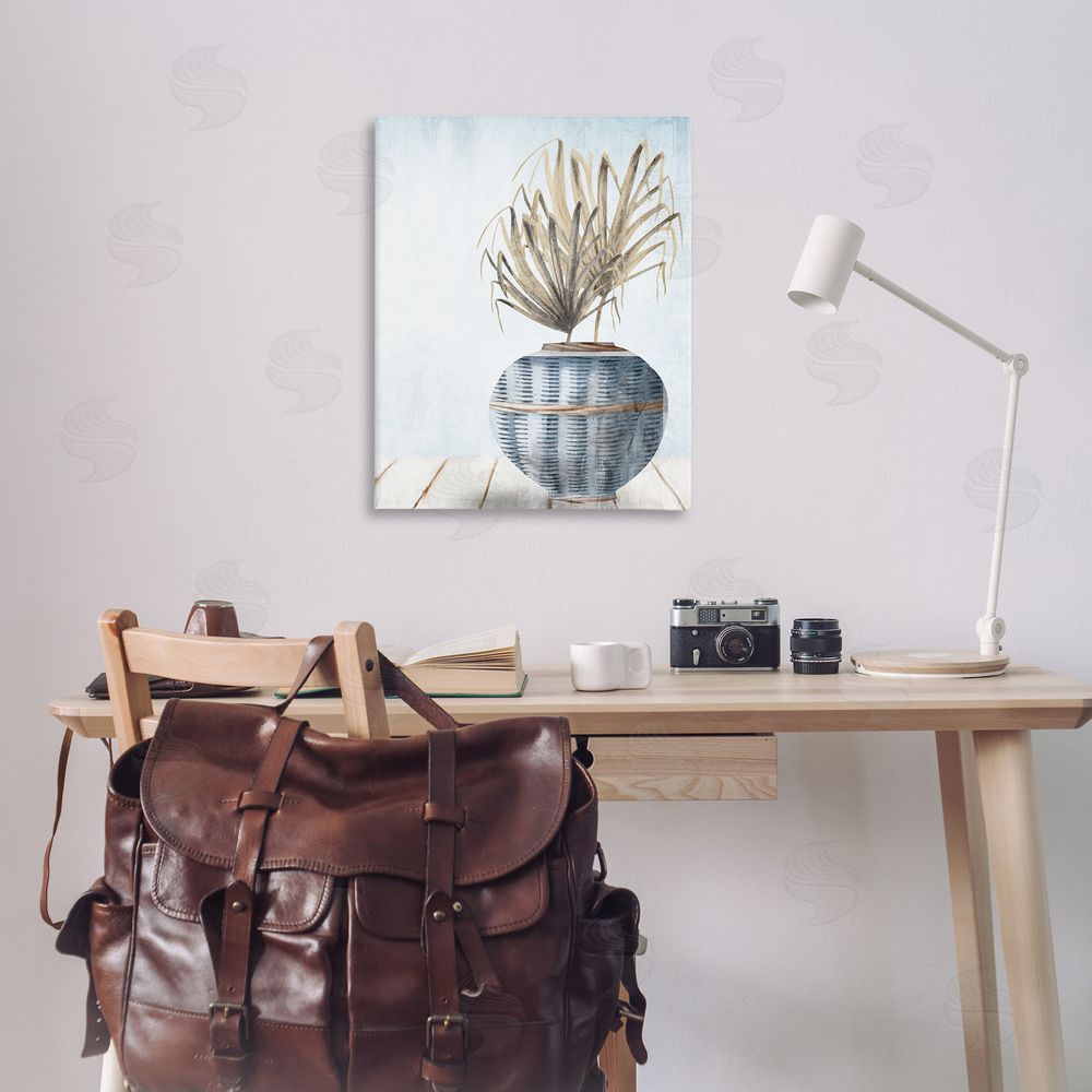 Kim Allen Plant in Woven Vase Canvas Wall Art Print in Room