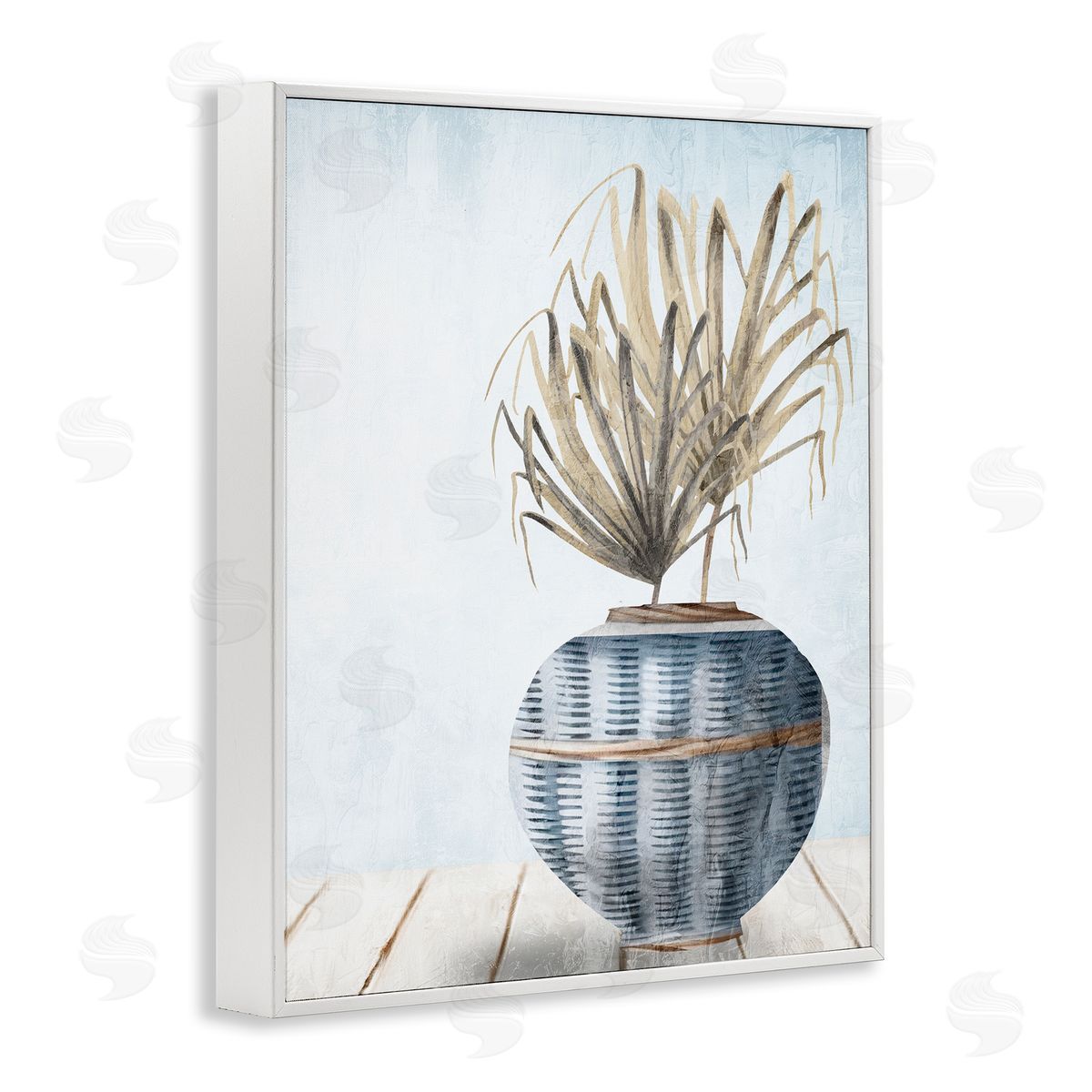 Kim Allen Plant in Woven Vase White Framed Giclee Wall Art Print