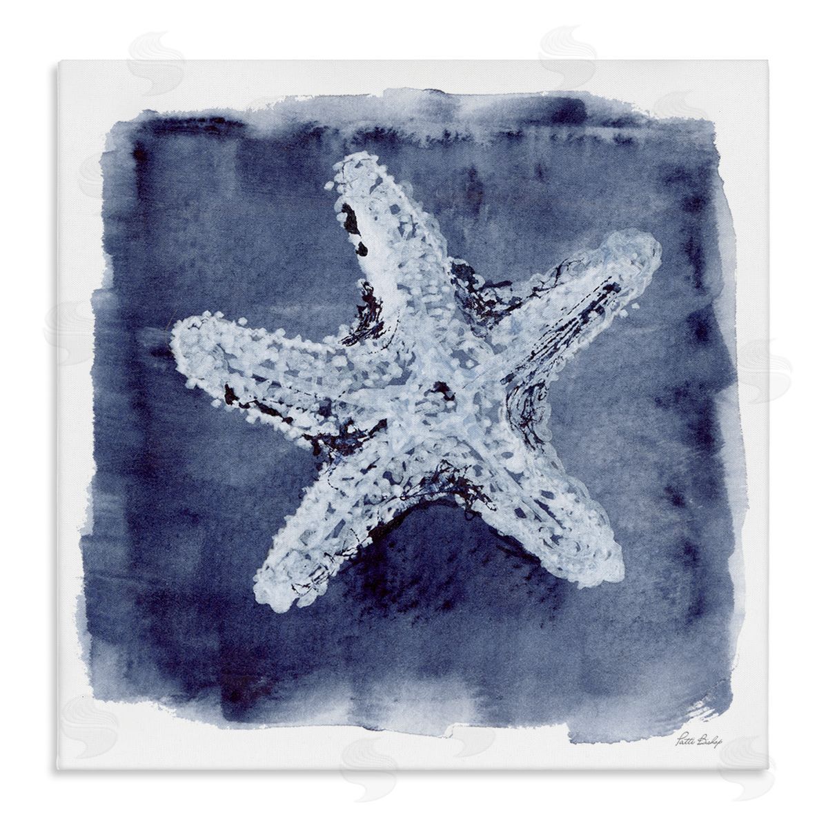 Patti Bishop Starfish Blue Impression Canvas Wall Art Print