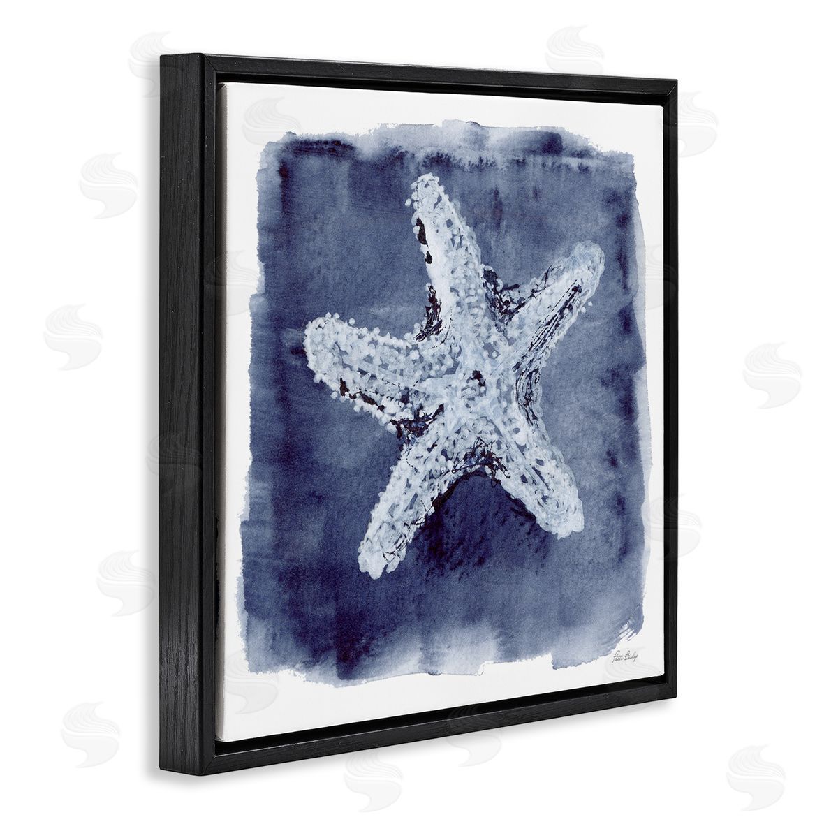 Patti Bishop Starfish Blue Impression Black Floating Frame Canvas Wall Art Print