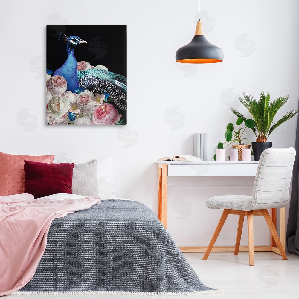 Reinders Peacock & Peonies Canvas Wall Art Print in Room