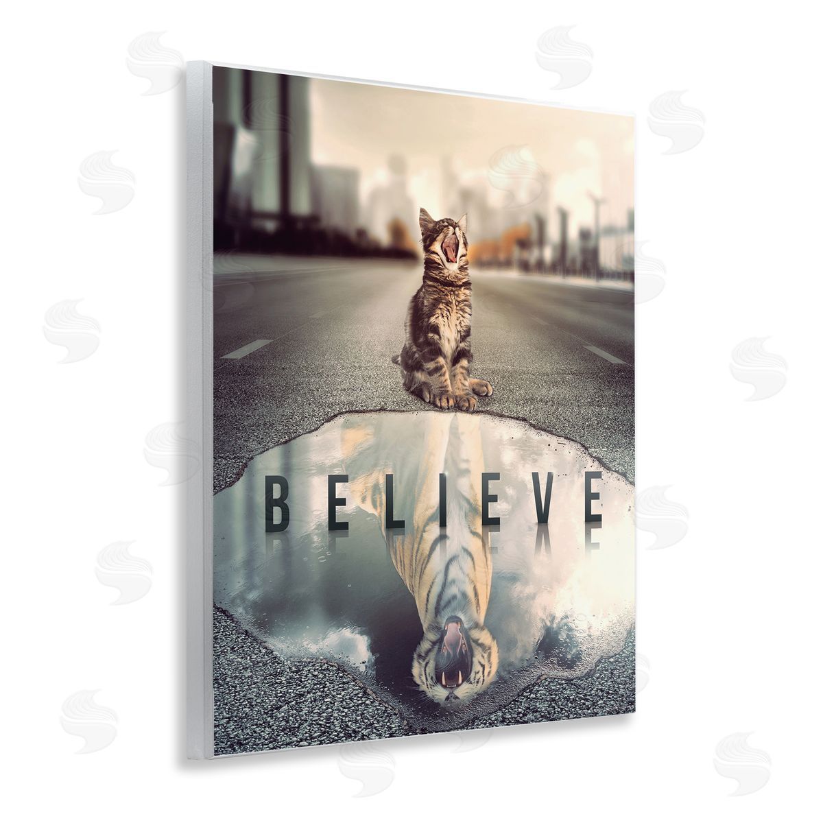 Reinders Believe Cat & Tiger Wooden Wall Plaque Art Print