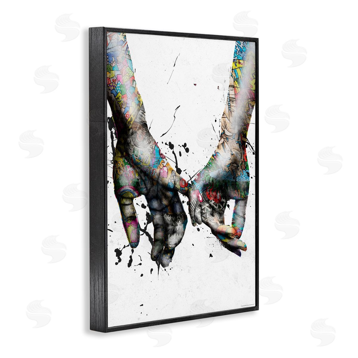 Reinders Modern Splash Hand Holding Black Framed Giclee Wall Art Print