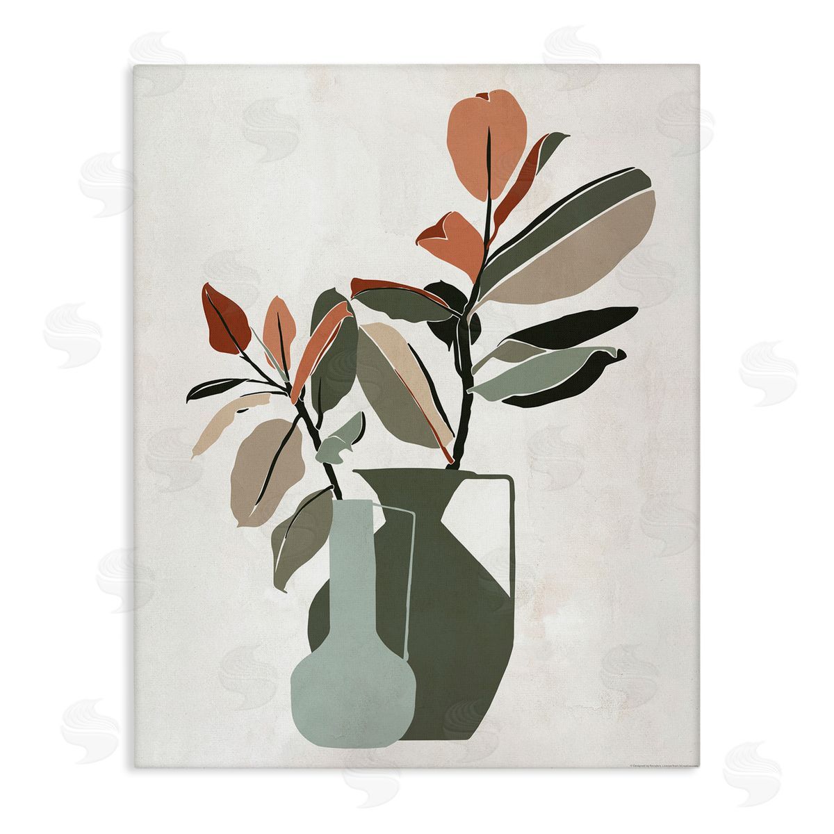 Reinders Green Neutral Palette Plants Canvas Wall Art Print