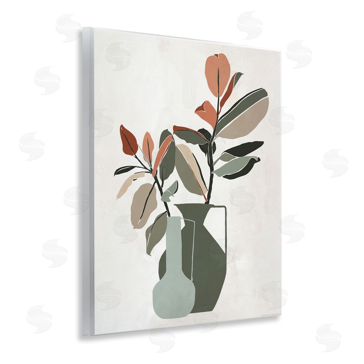 Reinders Green Neutral Palette Plants Wooden Wall Plaque Art Print