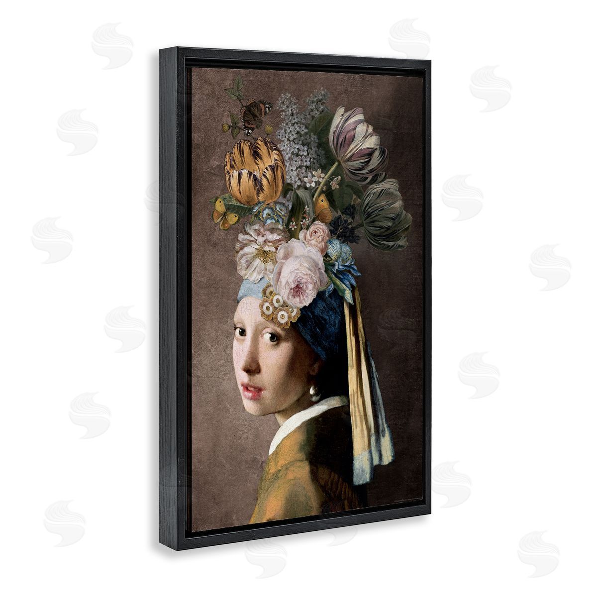 Reinders Classic with Vintage Blooms Black Floating Frame Canvas Wall Art Print