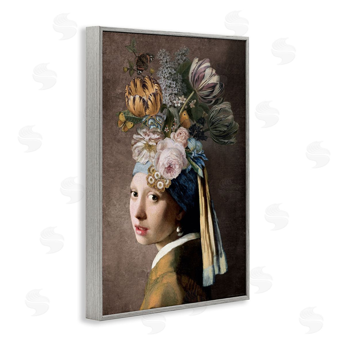 Reinders Classic with Vintage Blooms Gray Framed Giclee Wall Art Print