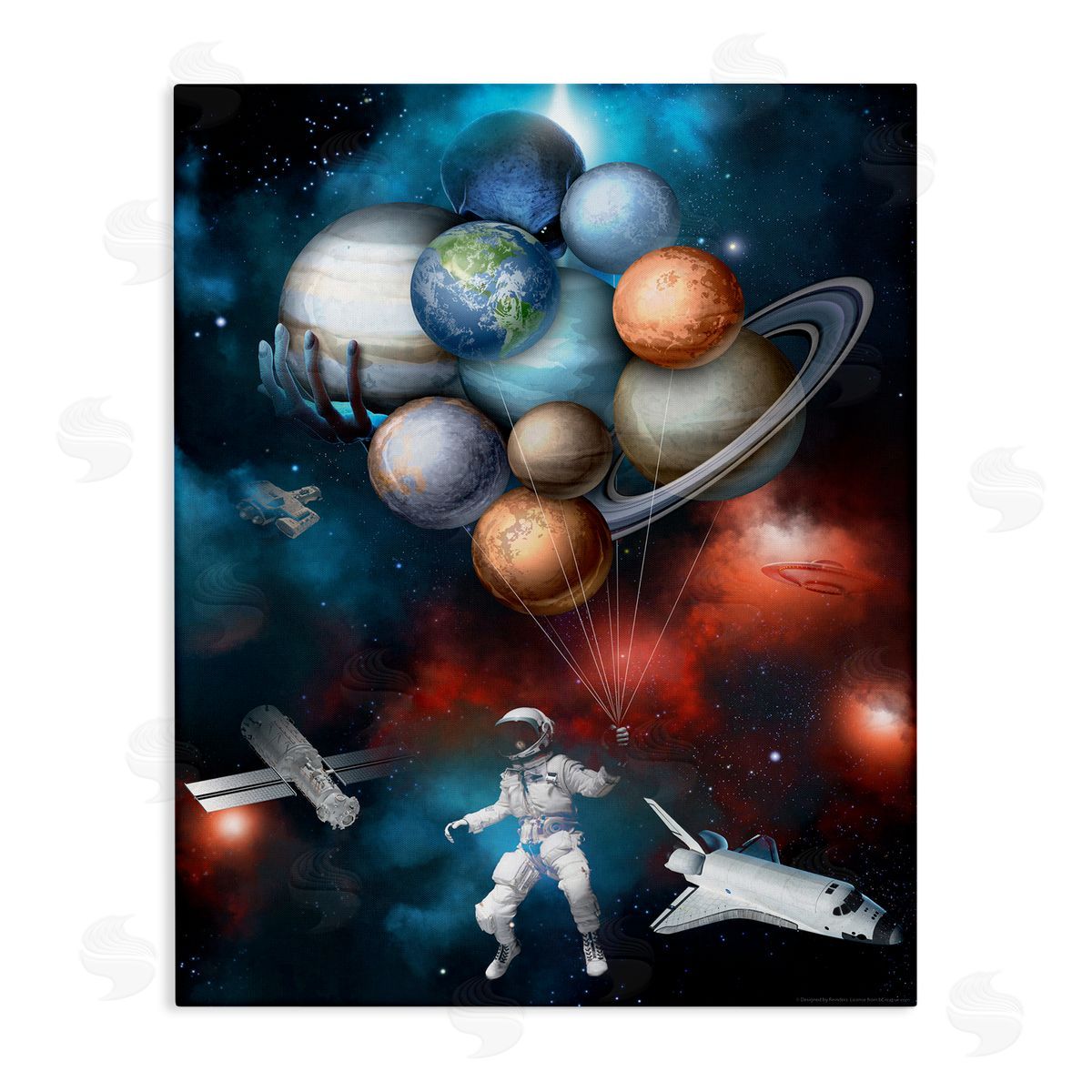 Reinders Planet Balloons in Space Canvas Wall Art Print