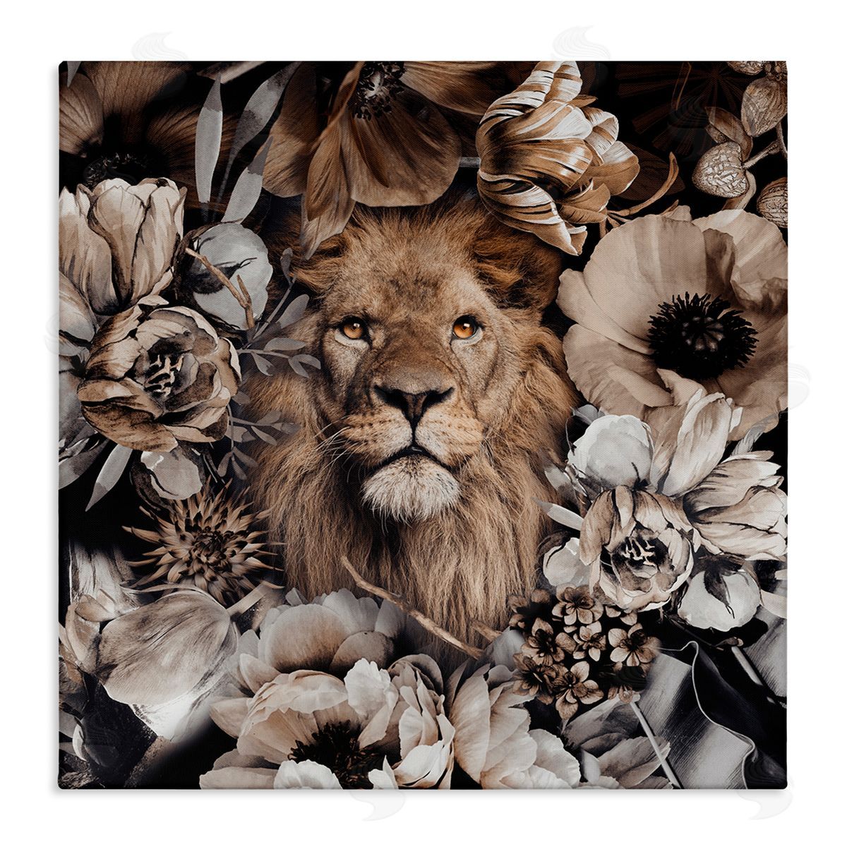 Reinders Mixed Flowers & Lion Canvas Wall Art Print