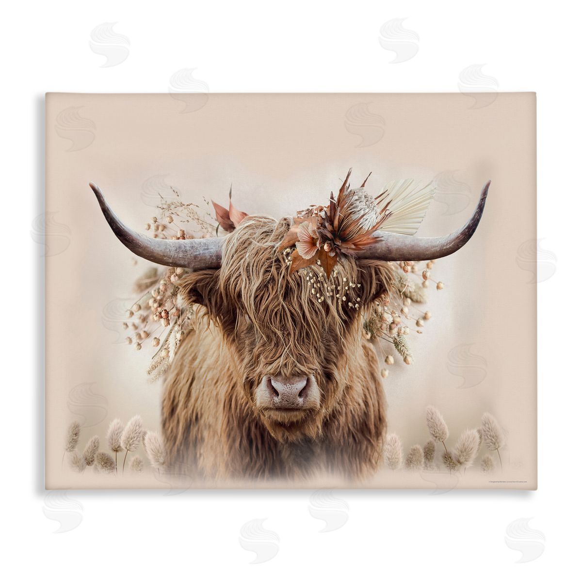 Peachy Pastel Cattle Canvas Wall Art, Home Decor by Reinders