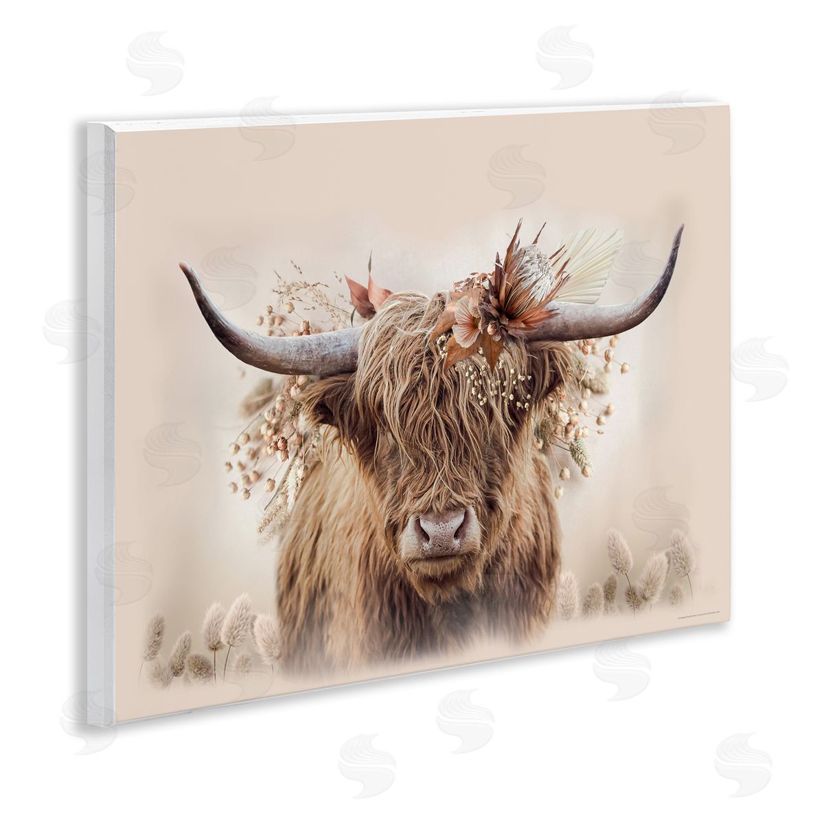Peachy Pastel Cattle Wood Plaque Wall Art, Home Decor by Reinders