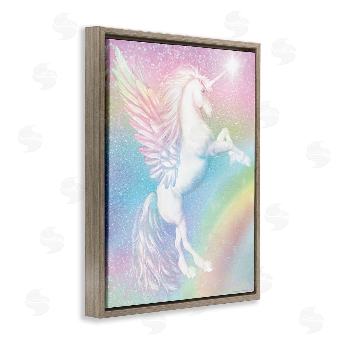 Reinders Pastel Glitz Unicorn Brown Floating Frame Canvas Wall Art Print