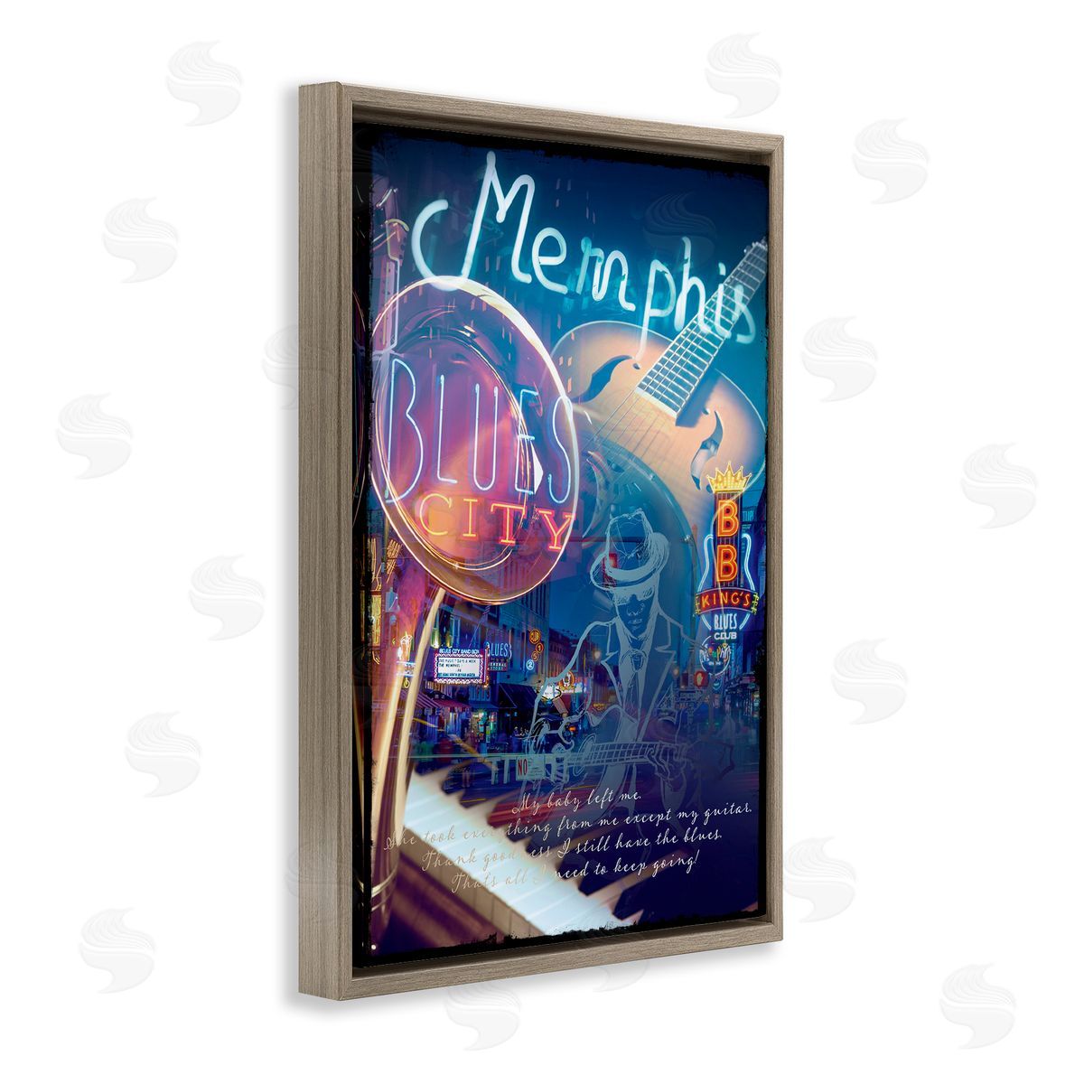 Reinders Memphis Blues City Brown Floating Frame Canvas Wall Art Print