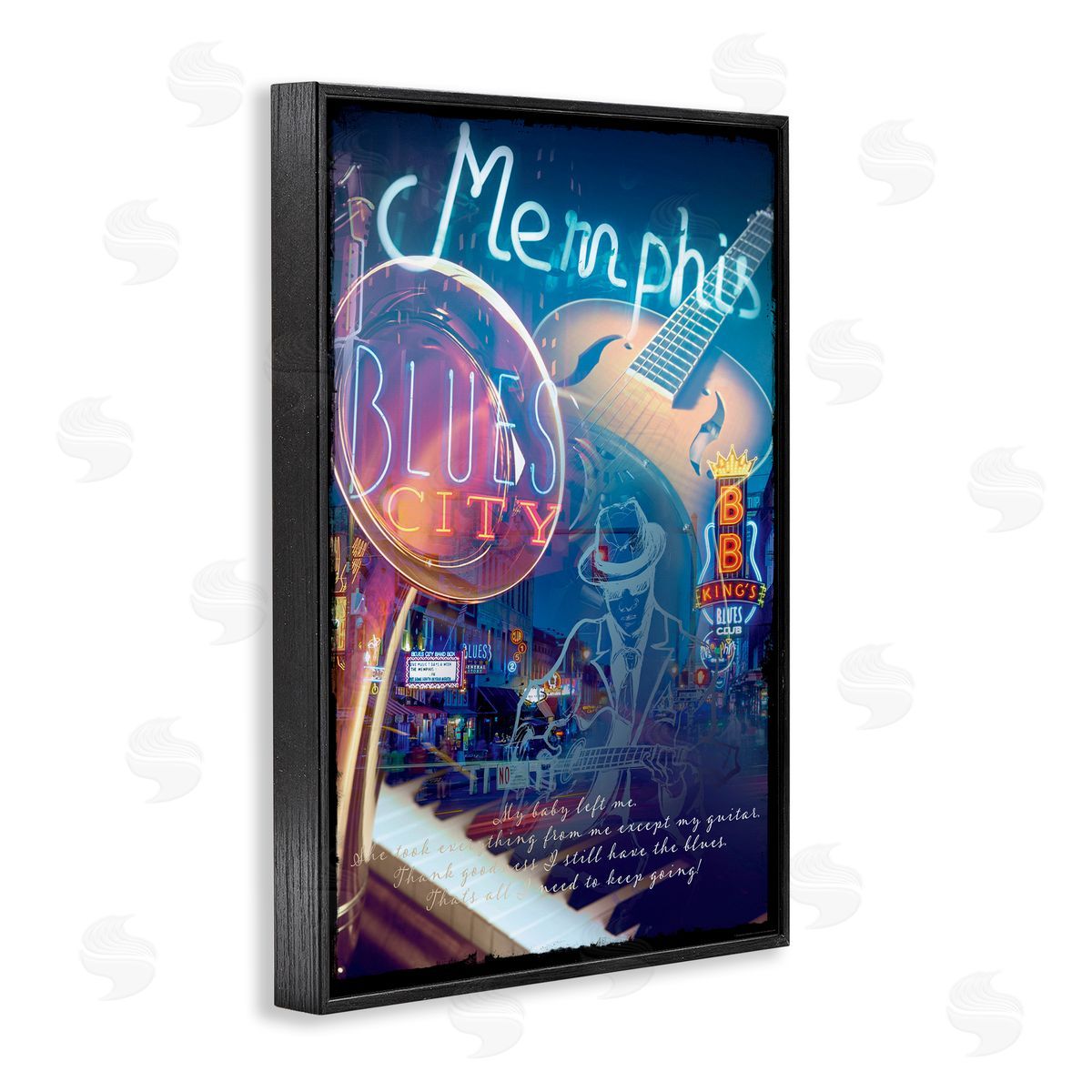 Reinders Memphis Blues City Black Framed Giclee Wall Art Print