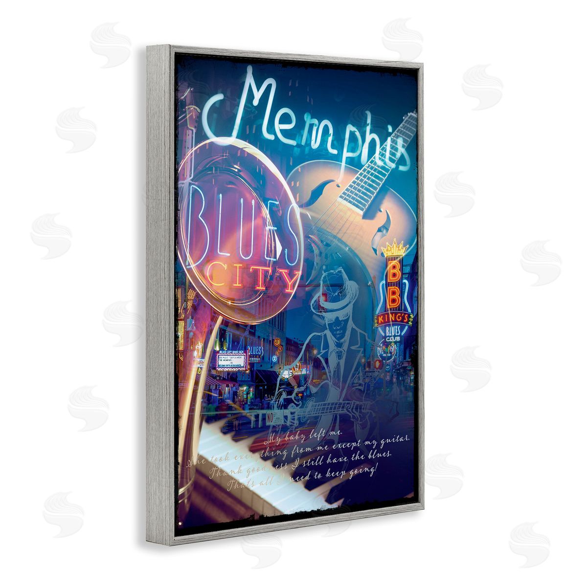 Reinders Memphis Blues City Gray Framed Giclee Wall Art Print