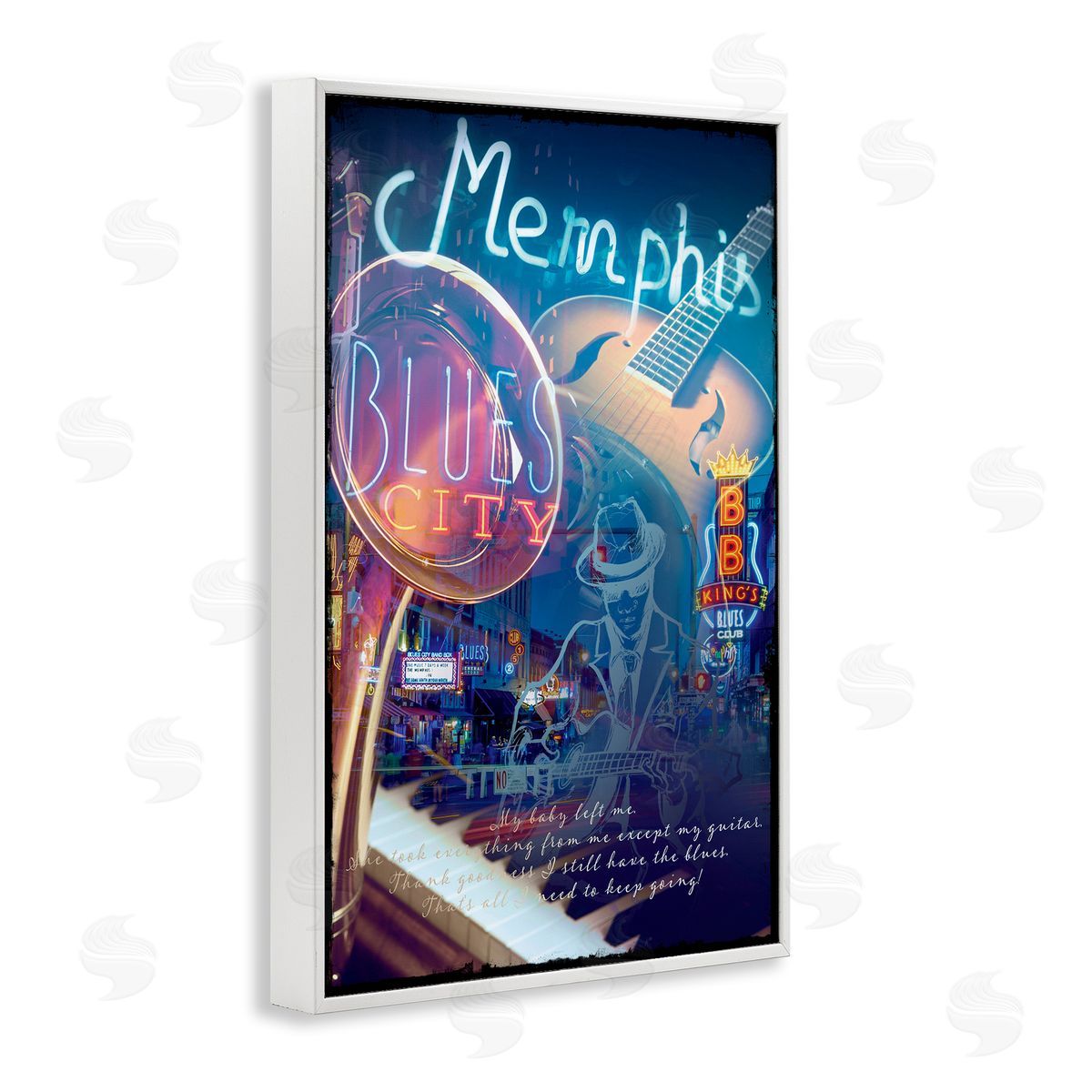 Reinders Memphis Blues City White Framed Giclee Wall Art Print