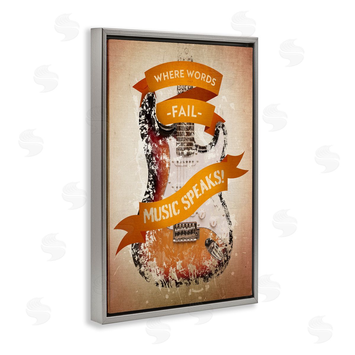 Reinders Inspirational Music Speaks Gray Floating Frame Canvas Wall Art Print