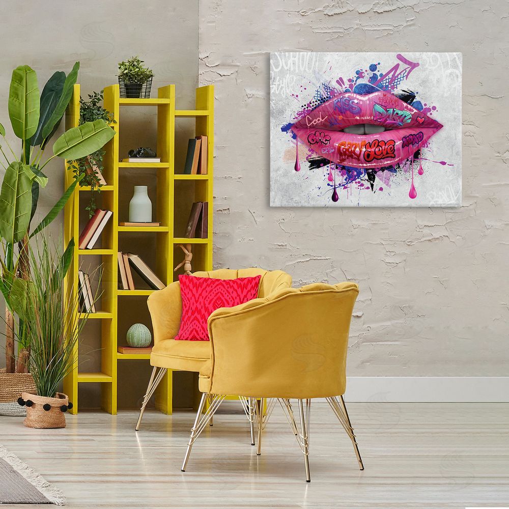 Reinders Urban Graffiti Lips Canvas Wall Art Print in Room