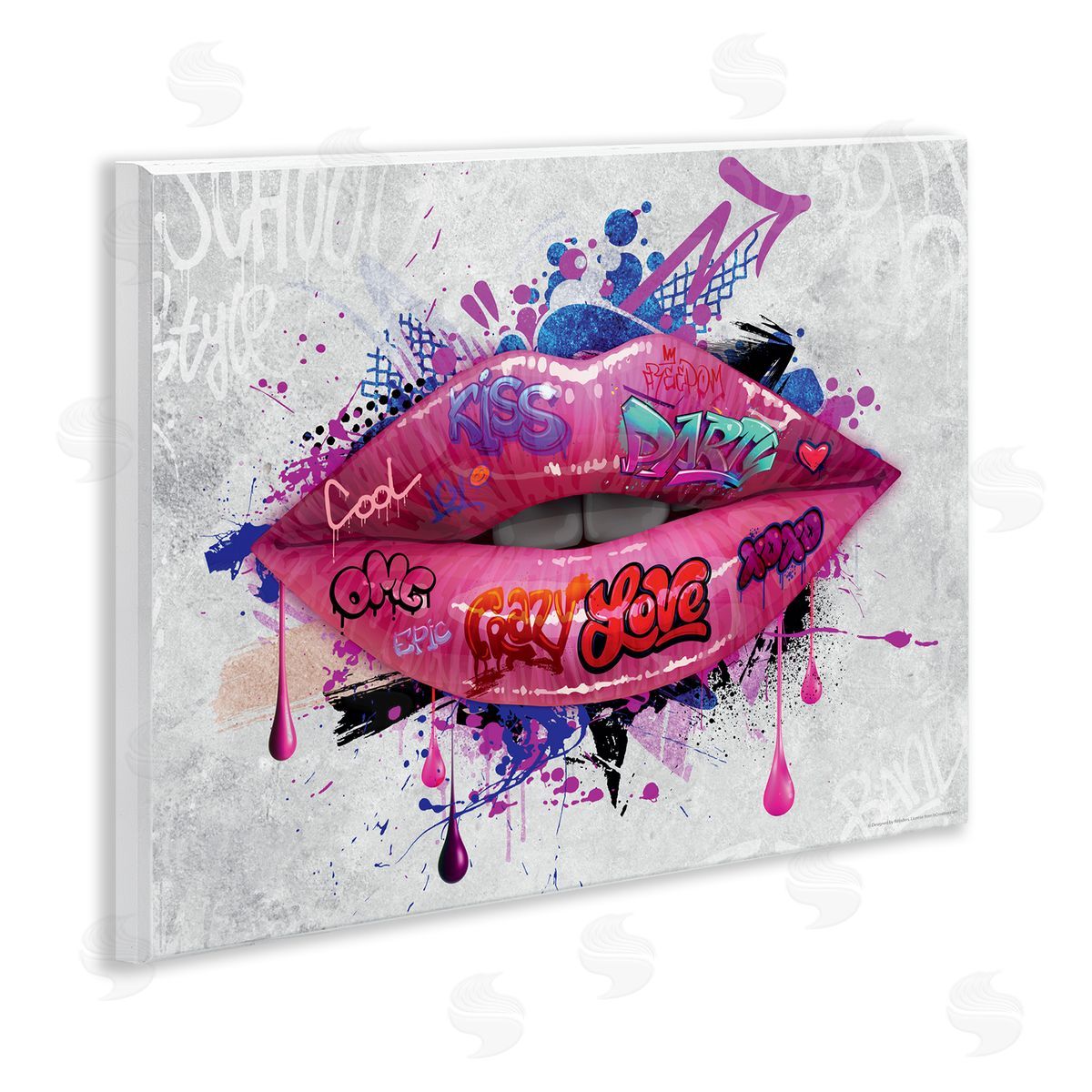 Reinders Urban Graffiti Lips Wooden Wall Plaque Art Print