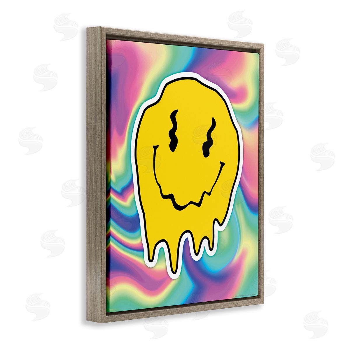 Reinders Abstract Melting Smiley Brown Floating Frame Canvas Wall Art Print