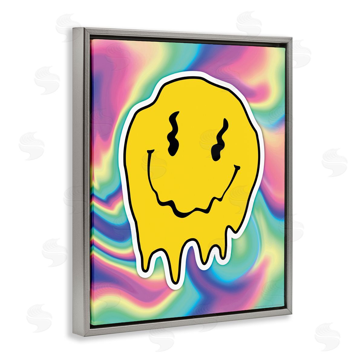 Reinders Abstract Melting Smiley Gray Floating Frame Canvas Wall Art Print