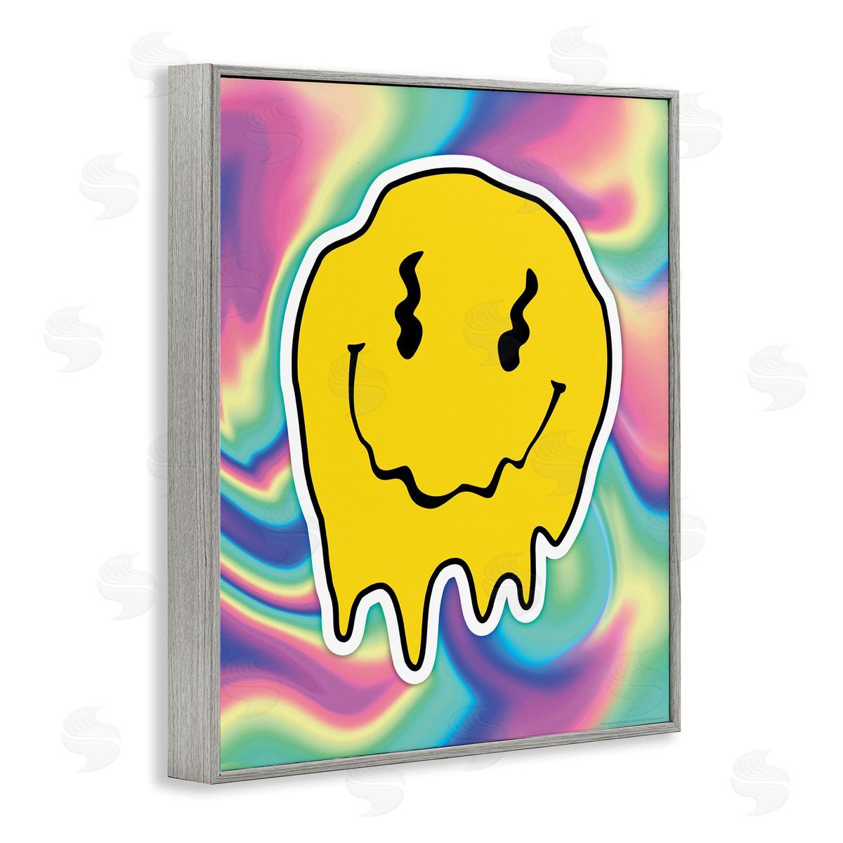Reinders Abstract Melting Smiley Gray Framed Giclee Wall Art Print
