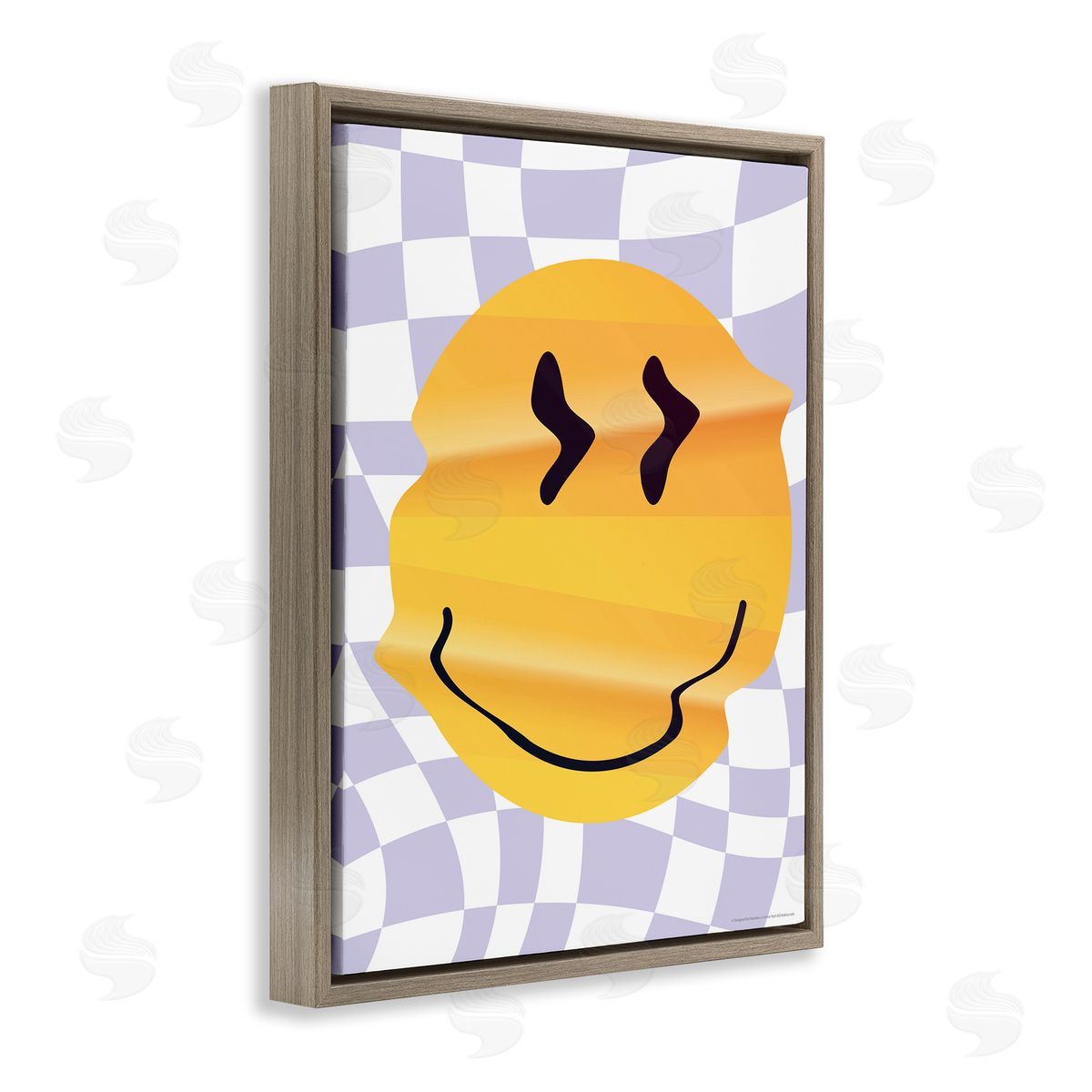 Reinders Wavy Checkered Smile Brown Floating Frame Canvas Wall Art Print