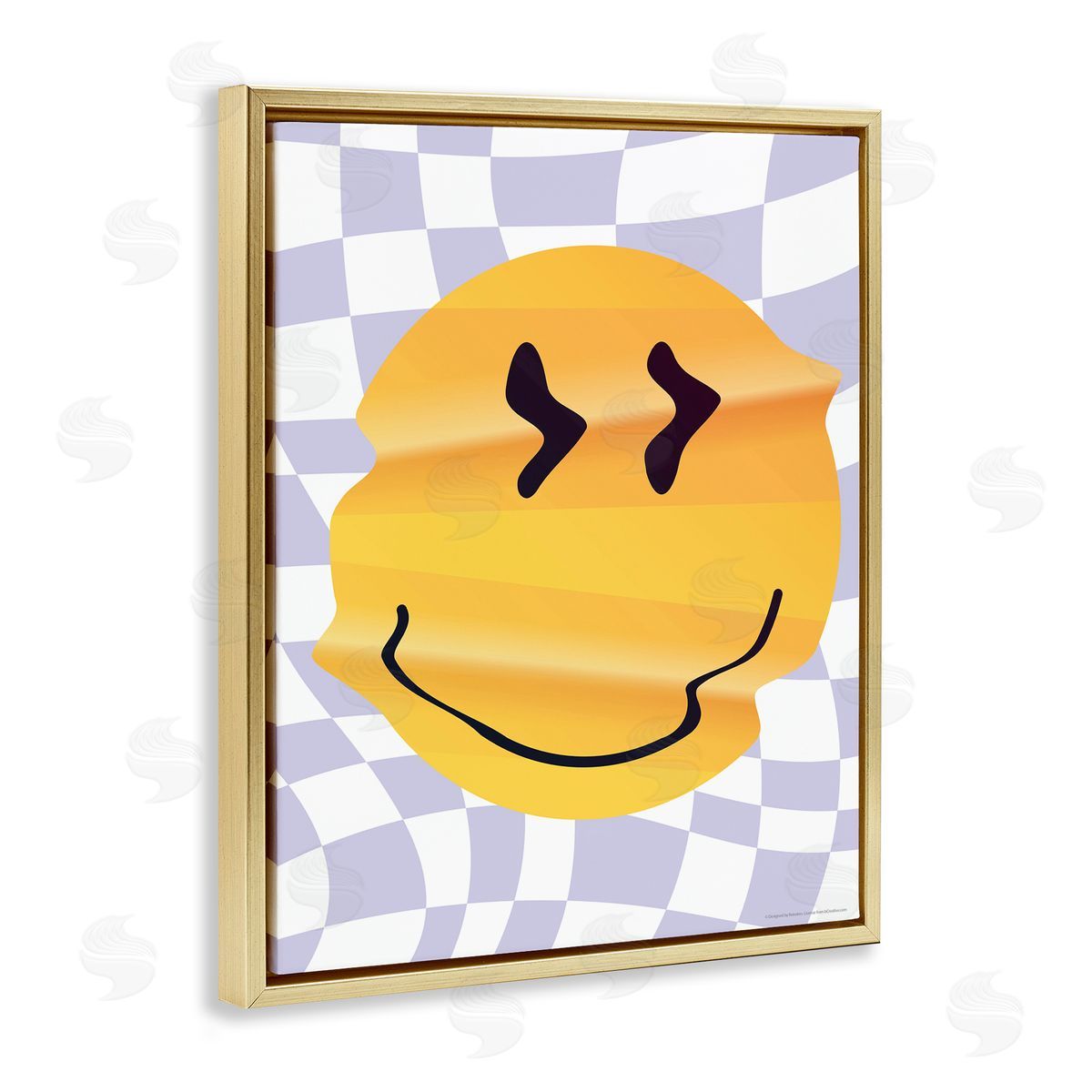 Reinders Wavy Checkered Smile Gold Floating Frame Canvas Wall Art Print