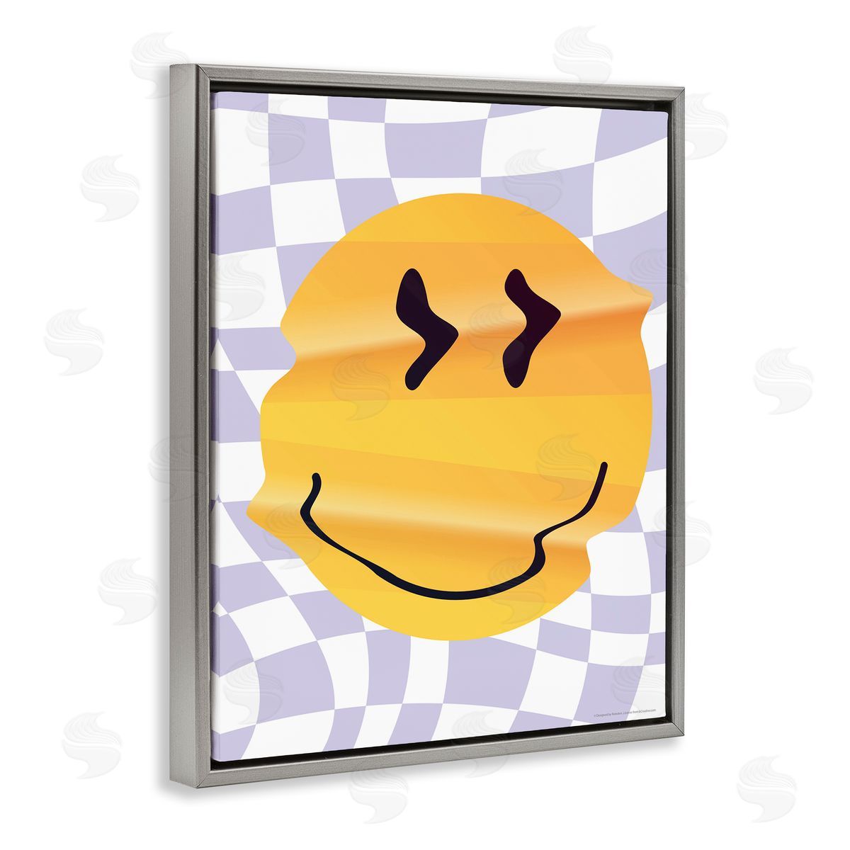 Reinders Wavy Checkered Smile Gray Floating Frame Canvas Wall Art Print