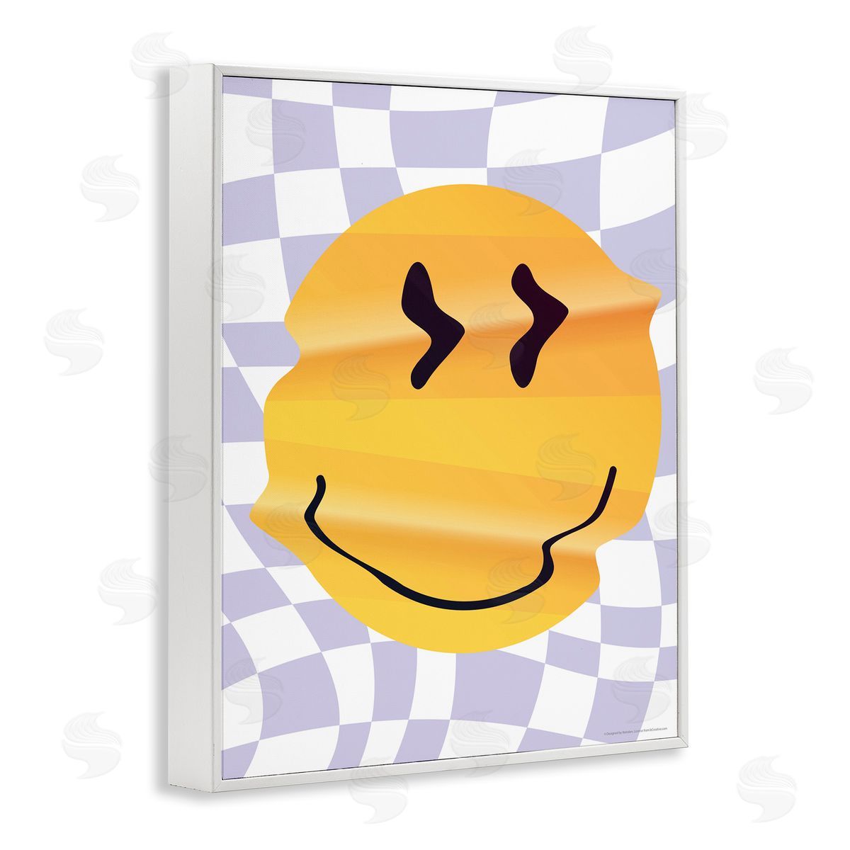 Reinders Wavy Checkered Smile White Framed Giclee Wall Art Print