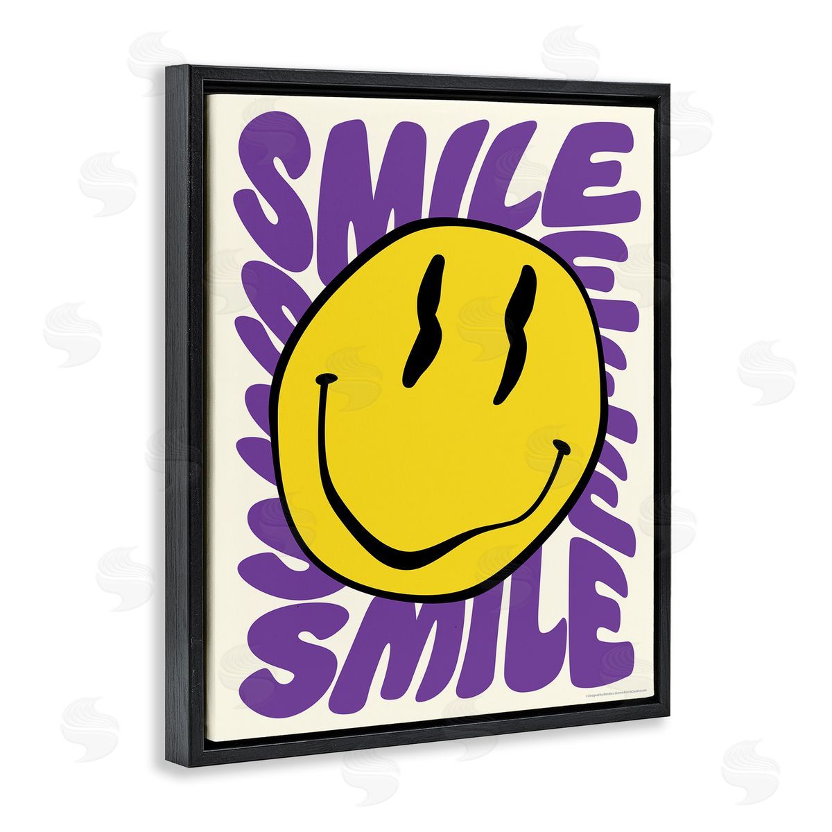Reinders Groovy Smile Typography Black Floating Frame Canvas Wall Art Print