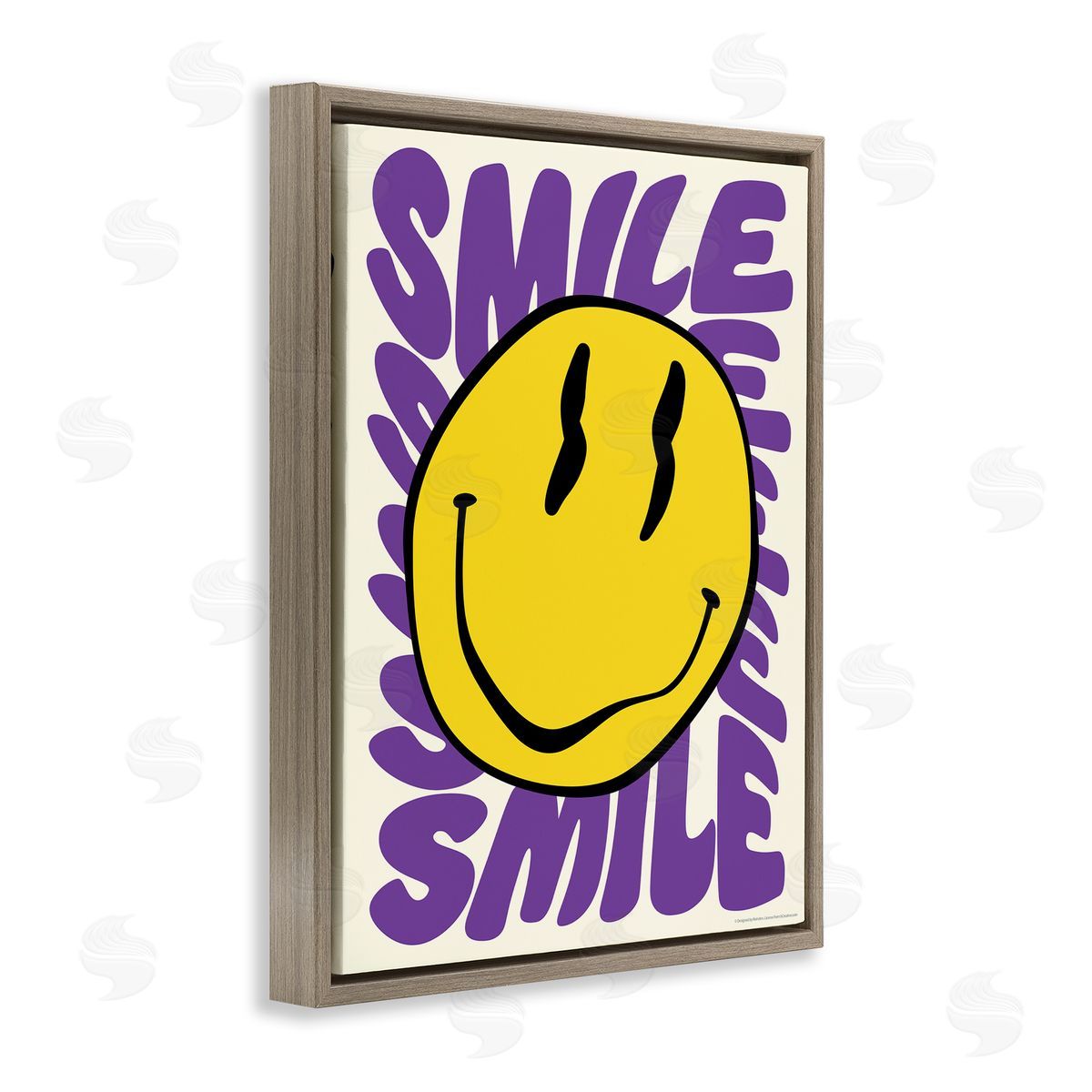 Reinders Groovy Smile Typography Brown Floating Frame Canvas Wall Art Print