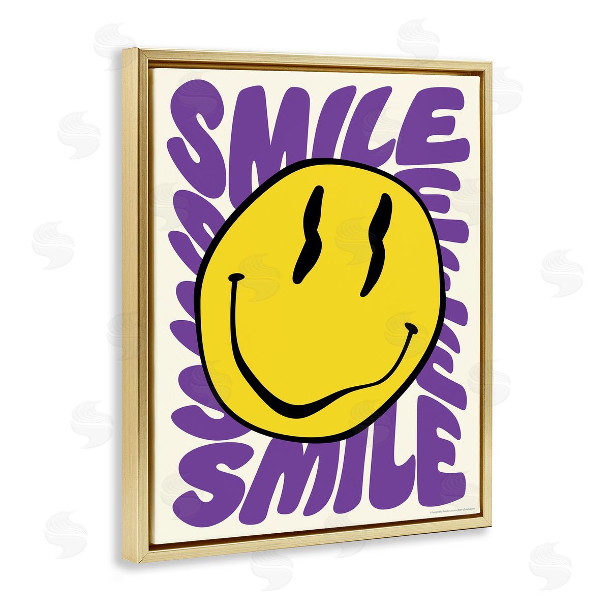Reinders Groovy Smile Typography Gold Floating Frame Canvas Wall Art Print